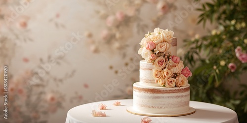 Wedding cake with floral de...