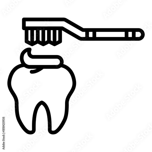 Cleaning Tooth with Brush Icon