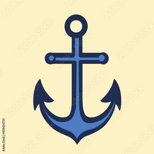 Minimalist flat style nautical anchor symbol with symmetrical curved flukes and ring top for maritime and sailing themes vector illustration