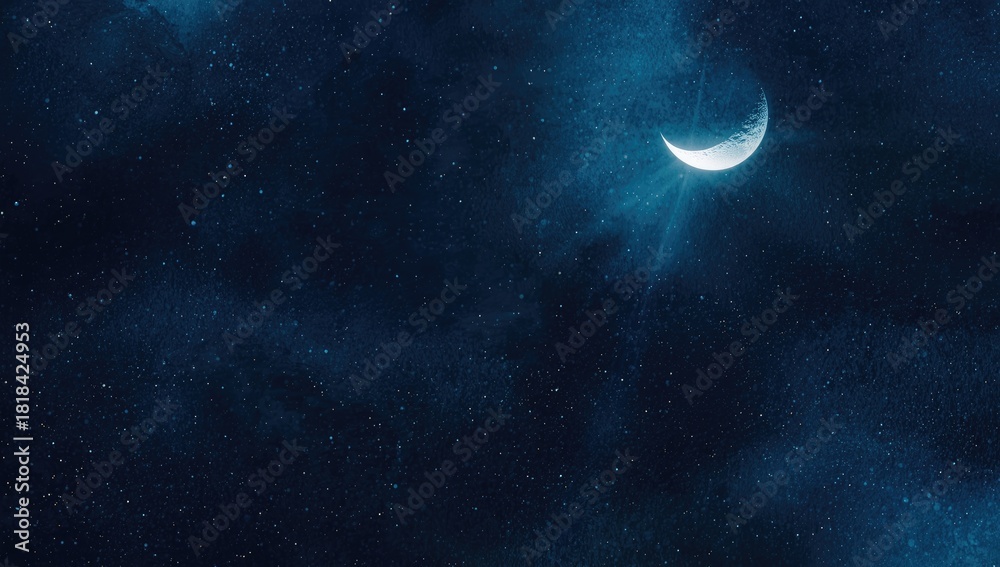 Fototapeta premium Night sky view with the cute moonlight, emphasizing atmospheric lighting conditions