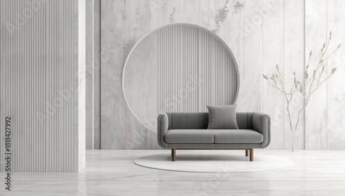 Gray sofa within a minimali...
