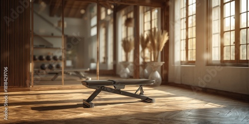 Blurred rustic home gym wit...