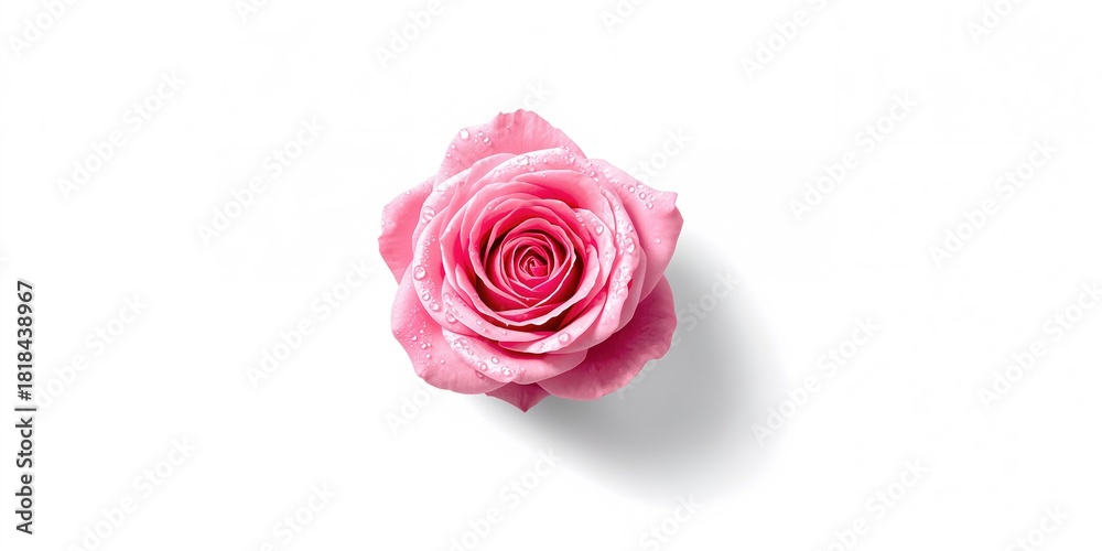Fototapeta premium Pink rose with water droplets, suitable for floral background designs
