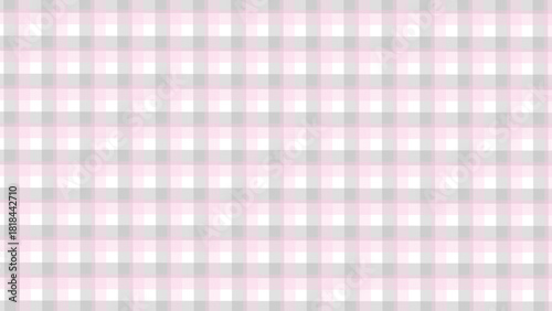 Pink and grey  in the white plaid fabric texture background. Seamless pattern checkered wallpaper.	