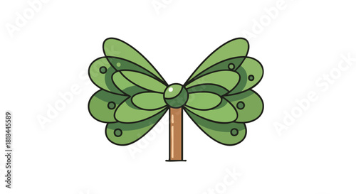 Stylized arboreal design with symmetrical leafy canopy and geometric trunk, ideal for ecological themes or whimsical illustrations