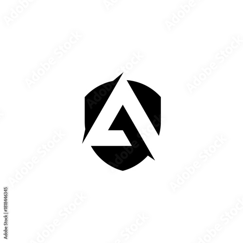 Abstract initial A logo template combined with a shield shape, representing security and strength. A clean and powerful vector design for technology or corporate branding