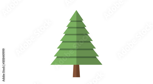 Stylized evergreen tree illustration presenting a minimalist flat design concept and simplistic geometric construction showcasing nature inspiration