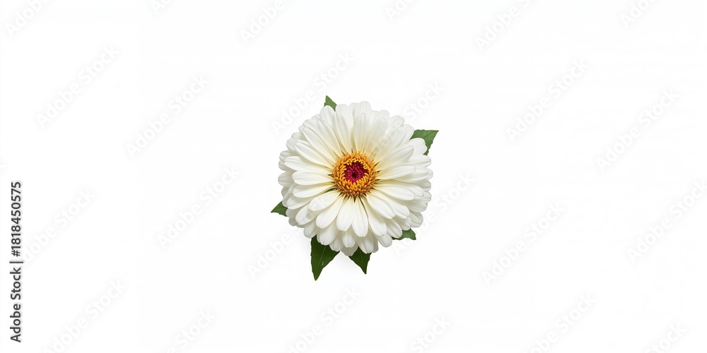 Obraz premium White zinnia flower isolated on transparent background, suitable for floral design or botanical illustrations
