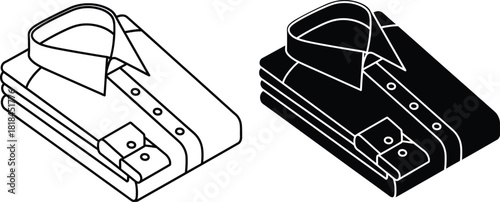 Folded shirts illustration white and black shirt stacks