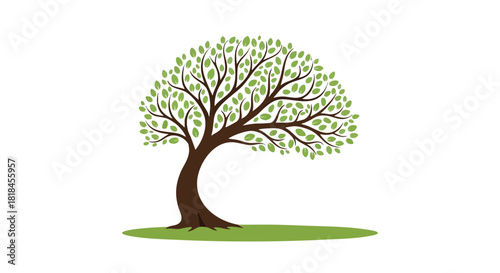 Stylized arboreal representation with verdant foliage, ideal for ecological or naturalistic themes, exuding serenity and growth symbolism