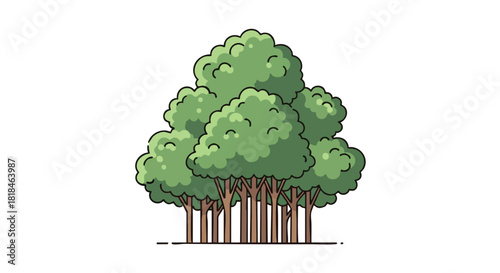 Stylized grove illustration showcasing simplified tree forms against a plain backdrop for design and graphics showcasing  forest ecosystem
