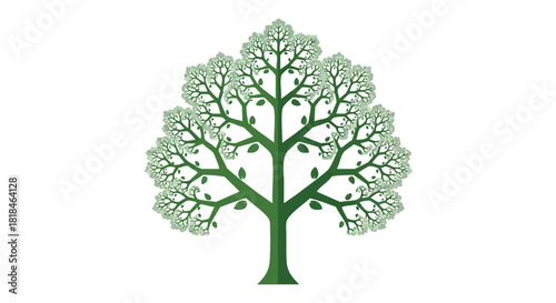 Symmetrical arboreal representation showcasing a branching structure against a stark white backdrop creating graphic resource element