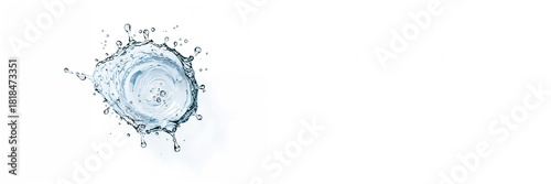 Top view of water with ripples and splashes on white, suitable for UI background design