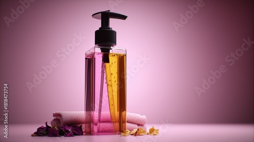 Obraz na płótnie Moisturizing lotion bottle vibrant colors soft lighting hyper