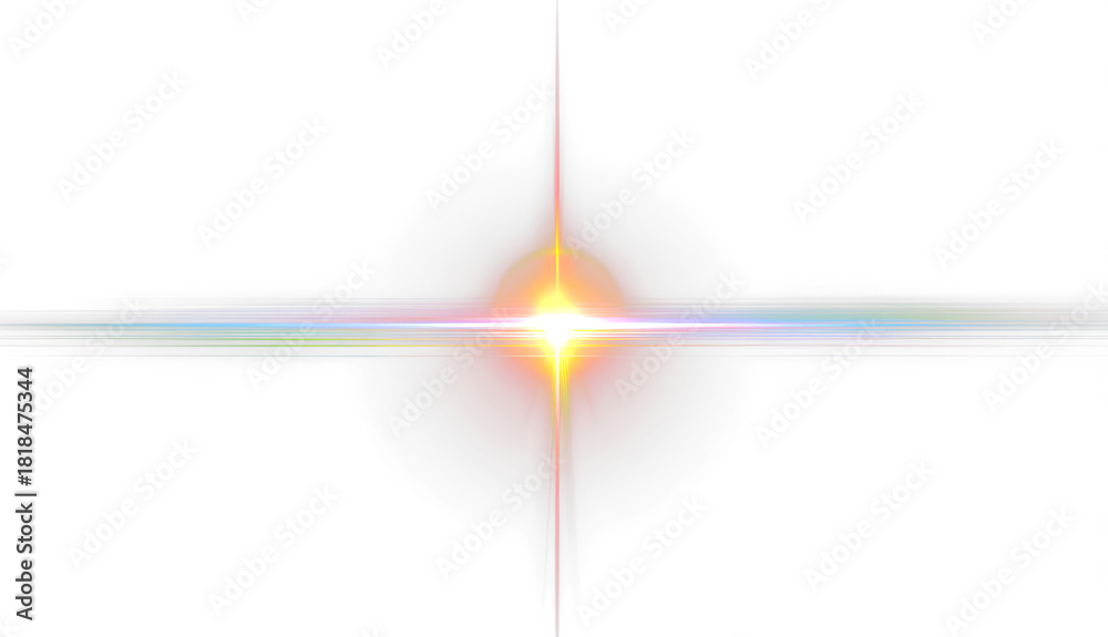 Fototapeta premium Colorful Rainbow Lens Flare Abstract Overlay Design Element Isolate on Transparent Background, cutout, png