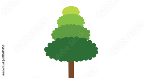 Stylized deciduous tree vector illustration with layered green foliage on a white background