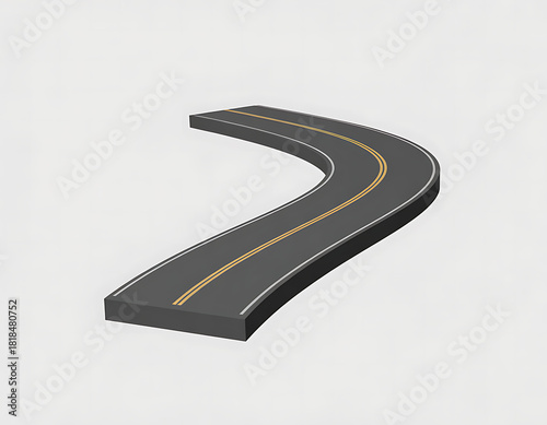 Curved road section on clean backdrop location