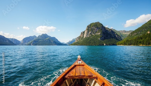 Fototapeta Naklejka Na Ścianę i Meble -  Fjord viewed from the water, emphasizing natural landscape for environmental awareness day
