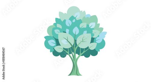 Stylized arbor illustration with layered foliage in refreshing aquamarine hues for graphic design projects