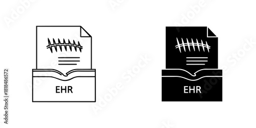 Electronic health record icon isolated on, representing digital patient data management and medical information storage