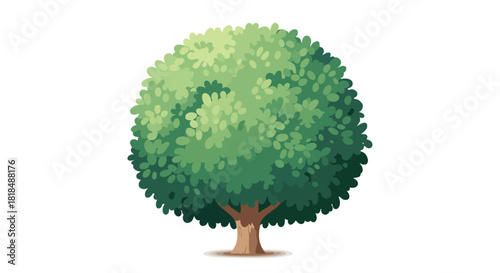Stylized arboreal drawing of a deciduous tree with vibrant foliage and an intricate canopy design exhibiting artistic tree rendering with textured