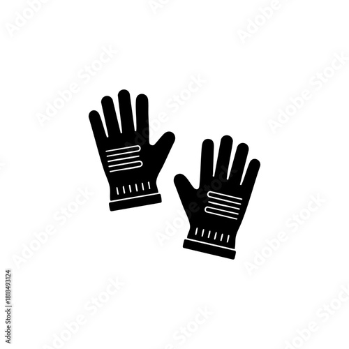 Protective gloves icon pair, safety handwear silhouette, work gloves symbol for industrial protection, vector illustration isolated on white background

