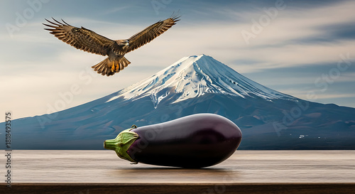 富士山と鷹と茄子のリアル構成