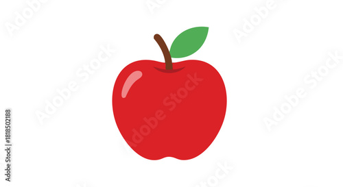 Vibrant red apple illustration on a pristine white backdrop, symbolizing freshness and simplicity in food illustration and design concepts