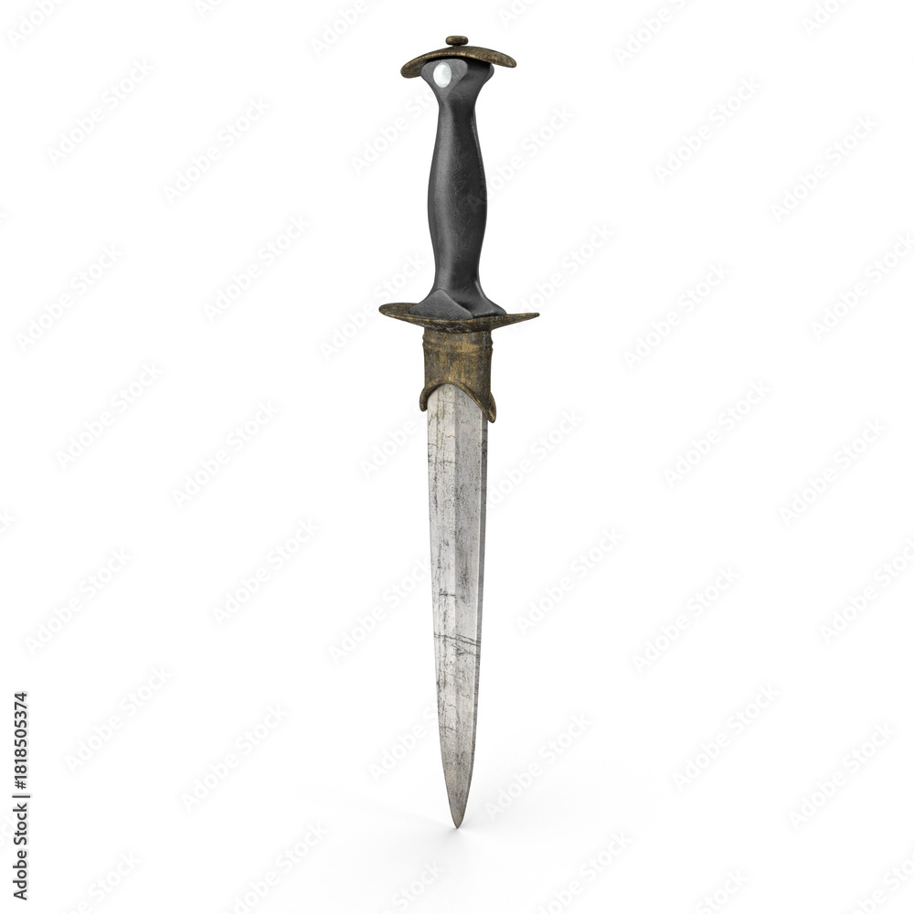 Fotografia Sharp ancient dagger with detailed handle on transparent background