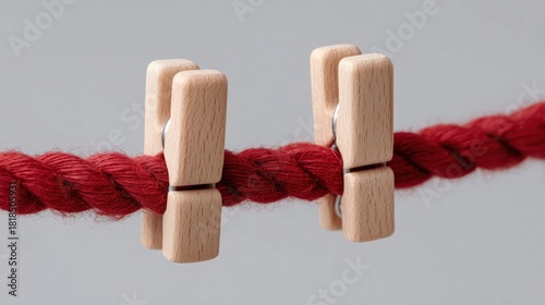 Simple pegs connected with red rope