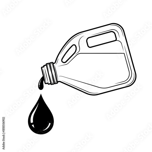 Motor oil pouring from a container isolated on vector illustration of engine oil, lubricant, or fuel