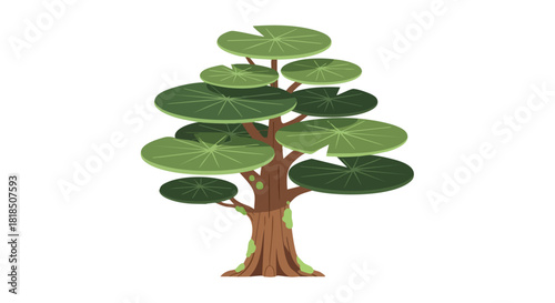 Stylized arboreal illustration showcasing unique leaf formations and verdant foliage that creates a captivating visual concept evoking whimsy 75
