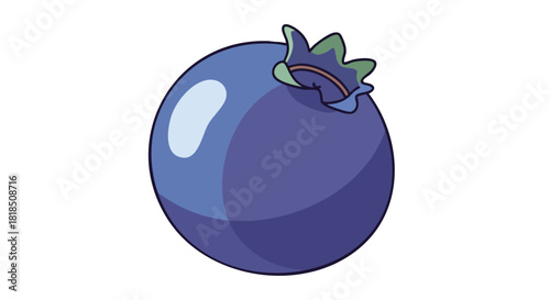 Detailed vector illustration presenting a single blueberry with a vivid hue and subtle gradient highlights, emphasizing its simple form