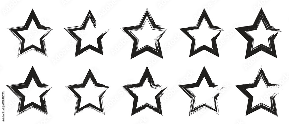 Obraz premium grunge star. Set of grunge black star imprints. Black grunge star imprints .Vector Set in Minimalist Style for Creative Design. Black grunge star imprints 
