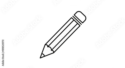 Outline of a pencil icon for creative projects, perfect for design, education, or back to school themes in minimalist style, originally a scalable vector graphic