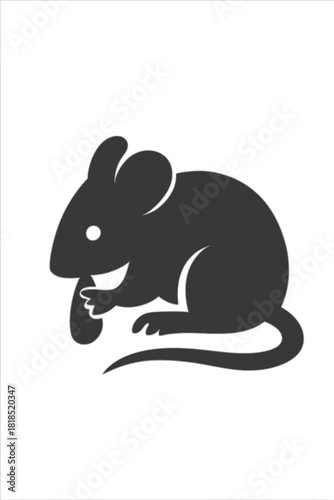 Black silhouette of a mouse or rat, small rodent icon.