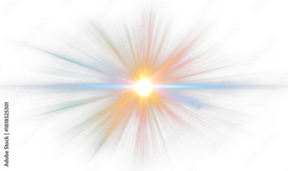 Fototapeta premium Dramatic Rainbow Light Burst with Glare and Colorful Rays Isolate on Transparent Background, cutout, png