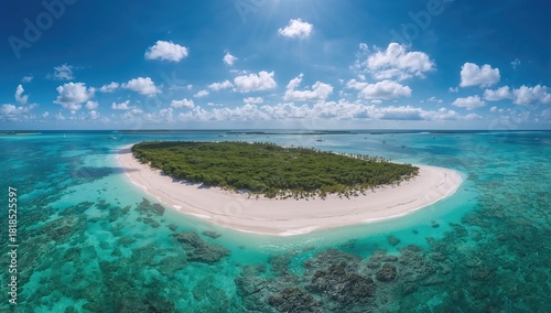 Fototapeta Naklejka Na Ścianę i Meble -  Aerial view of Spanish Wells, Bahamas, showcasing urban density and coastal beauty