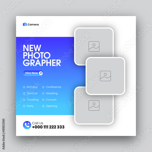 Photography social media post web banner design template