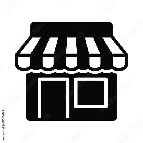 Black And White Storefront Icon