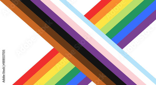 Pride Progress Flag with Intersecting Stripes Celebrating Diversity and Inclusion