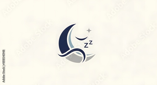 Abstract moon symbol with star for sleep and relaxation concept design