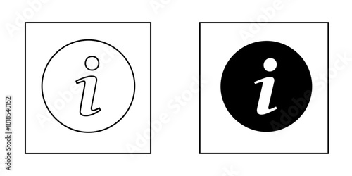 Information icon set with outline and solid versions, representing help and details, isolated on