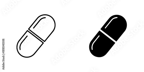Medical capsule pill icons representing health, pharmacy, and treatment for various conditions