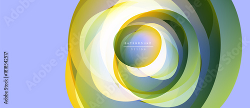 Abstract design features layered circles. Yellow, green hues blend, creating dynamic visual effect. Light center draws attention.