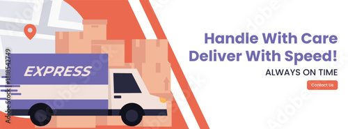 Banner Speedy Parcel Delivery with Dedicated Express Courier Support Illustration