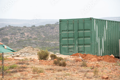 Shipping container in rural setting