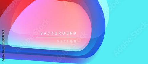 Abstract colorful layers create dynamic background. Gradient shades blend, forming modern design element. Text reads background design.