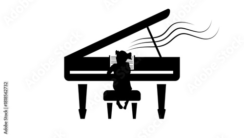 A little girl playing the piano, a symbol of a music school