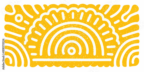 Abstract sunburst graphic with retro texture in yellow